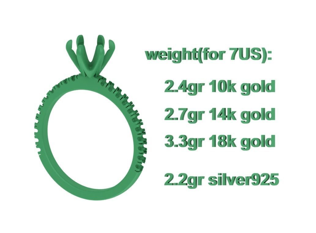 Solitaire Engagement 2 Rings  1ct main stone setting 3D Model Collection_32