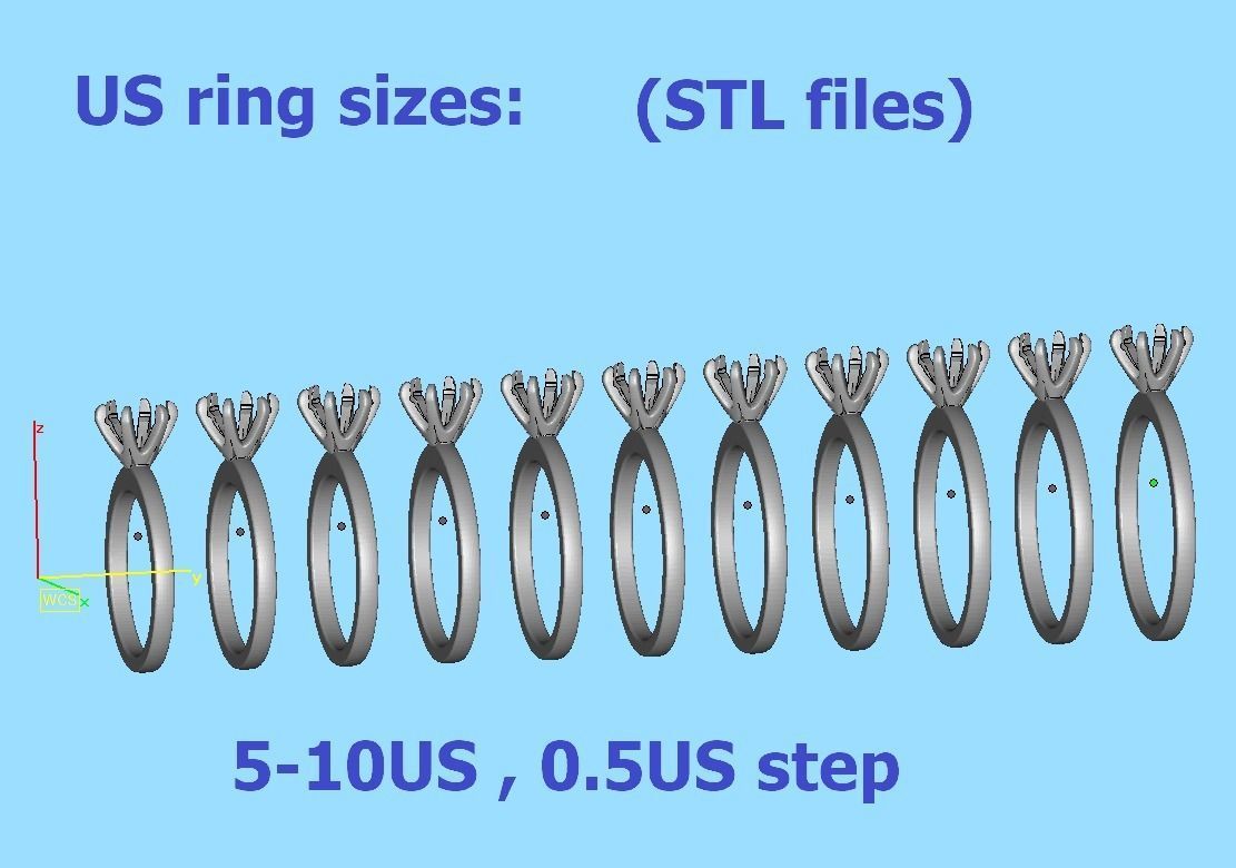 Solitaire Engagement 2 Rings  1ct main stone setting 3D Model Collection_8