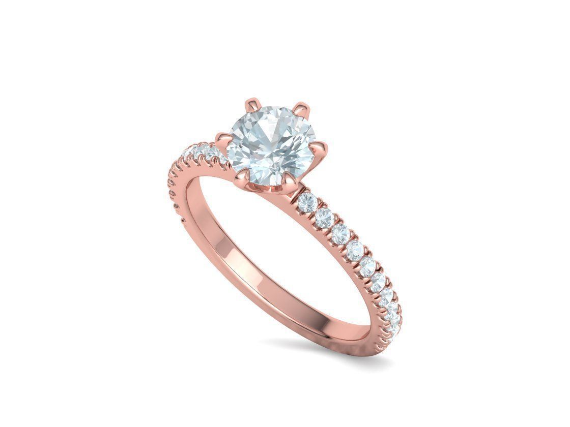 Solitaire Engagement 2 Rings  1ct main stone setting 3D Model Collection_53