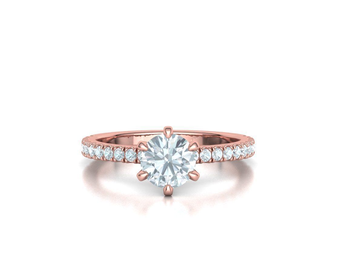 Solitaire Engagement 2 Rings  1ct main stone setting 3D Model Collection_37