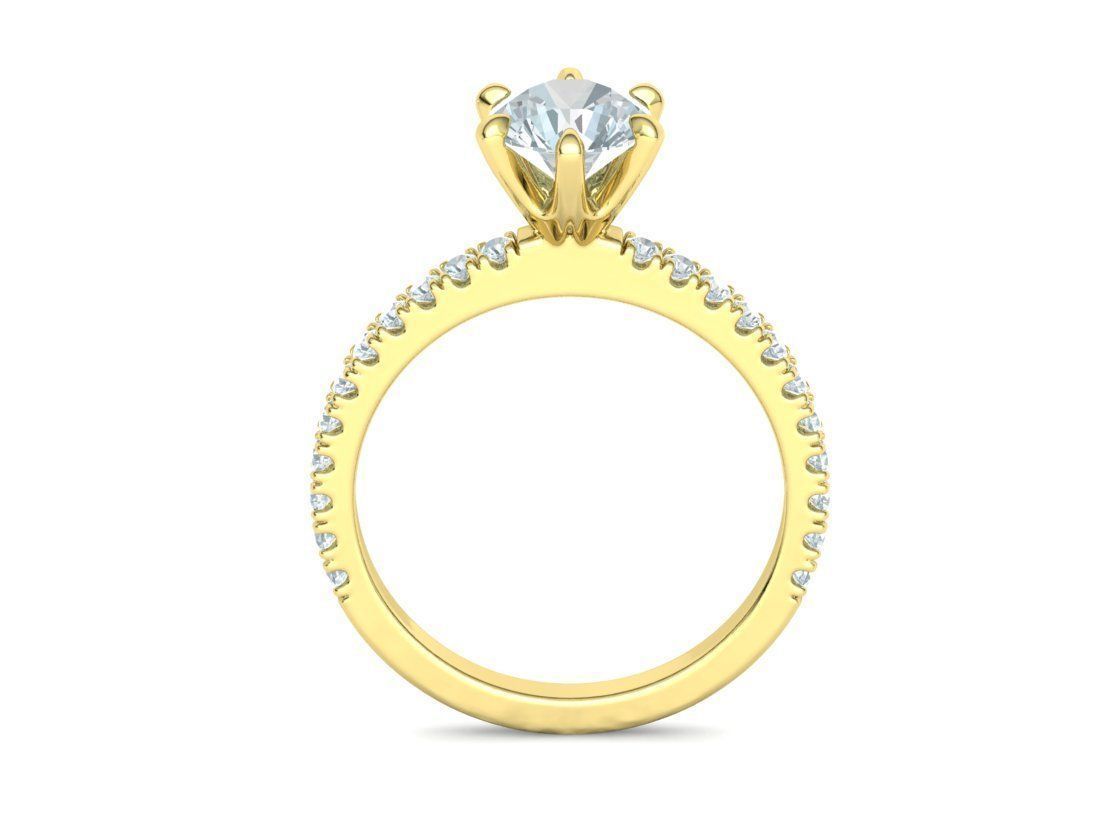 Solitaire Engagement 2 Rings  1ct main stone setting 3D Model Collection_47