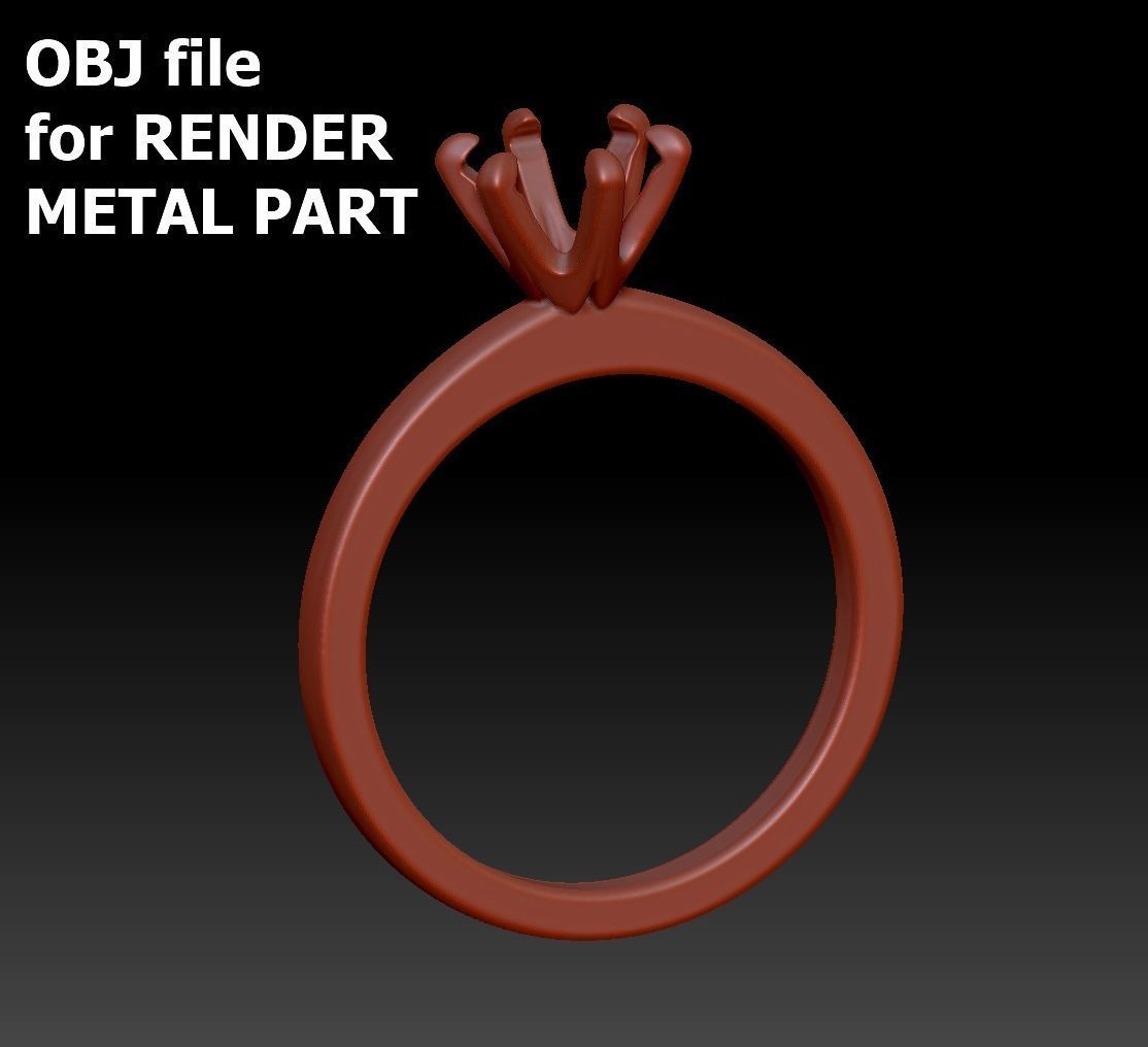 Solitaire Engagement 2 Rings  1ct main stone setting 3D Model Collection_10