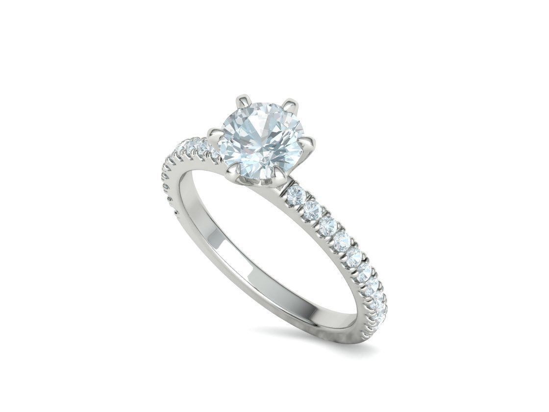 Solitaire Engagement 2 Rings  1ct main stone setting 3D Model Collection_49