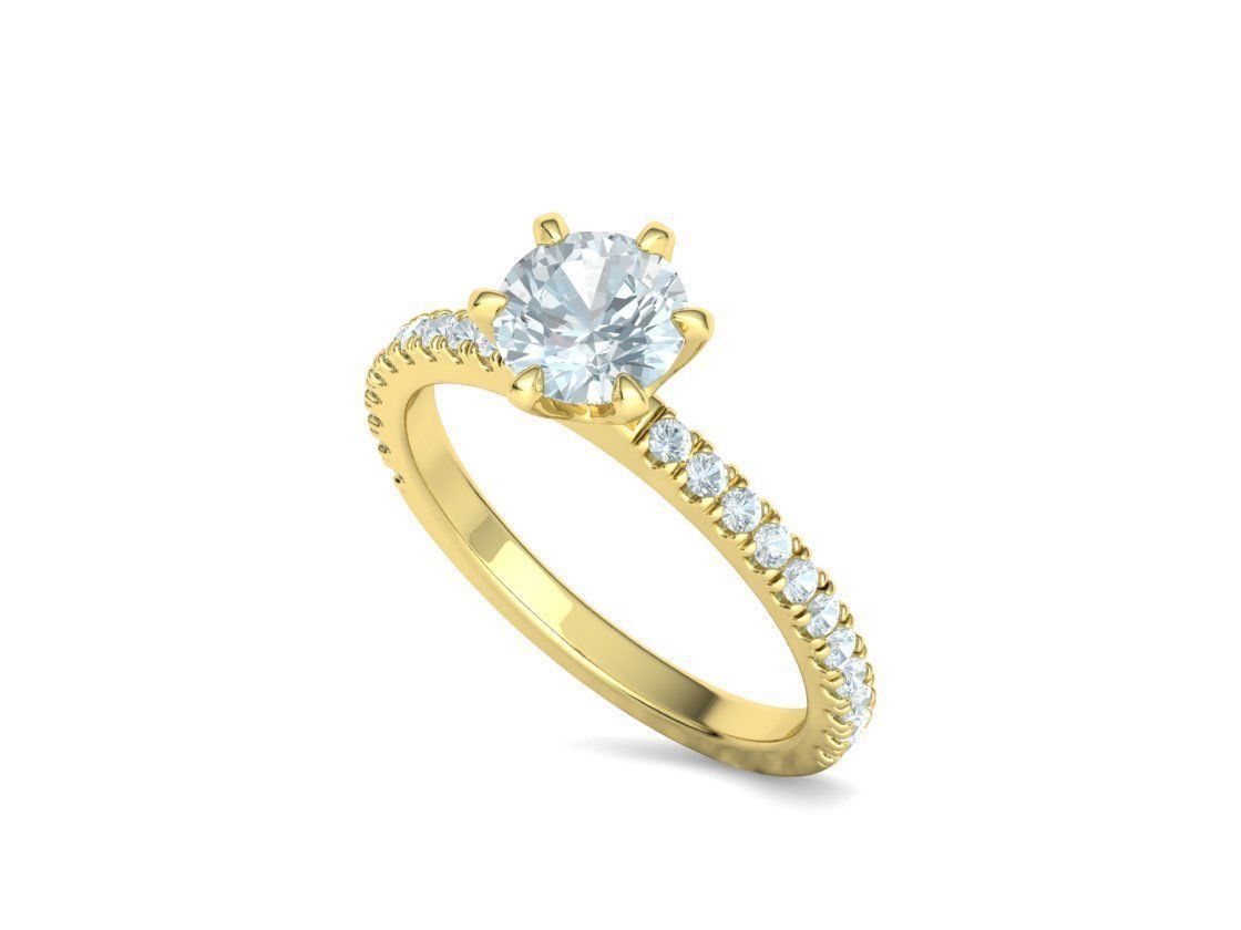 Solitaire Engagement 2 Rings  1ct main stone setting 3D Model Collection_54