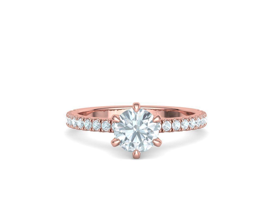 Solitaire Engagement 2 Rings  1ct main stone setting 3D Model Collection_43