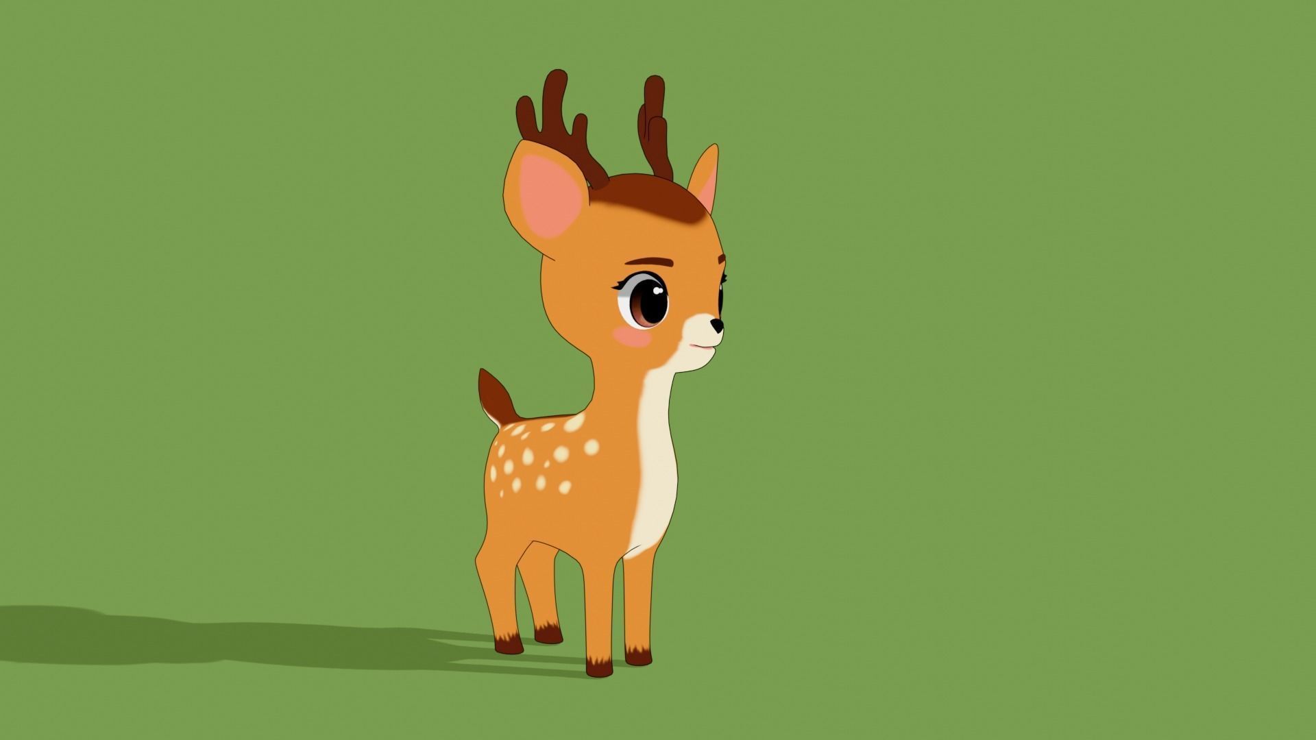 Stylized Toon Deer Low-poly 3D model_4