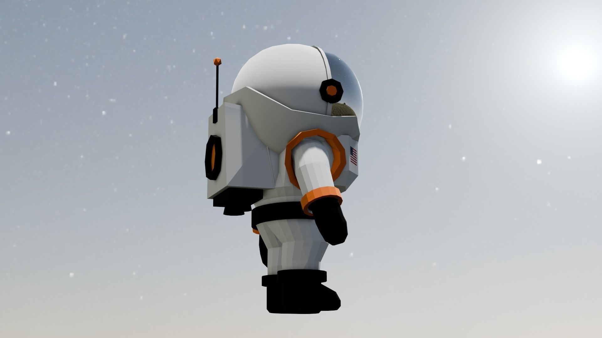  Astronaut Animated Rigged 3D model Low-poly 3D model_3