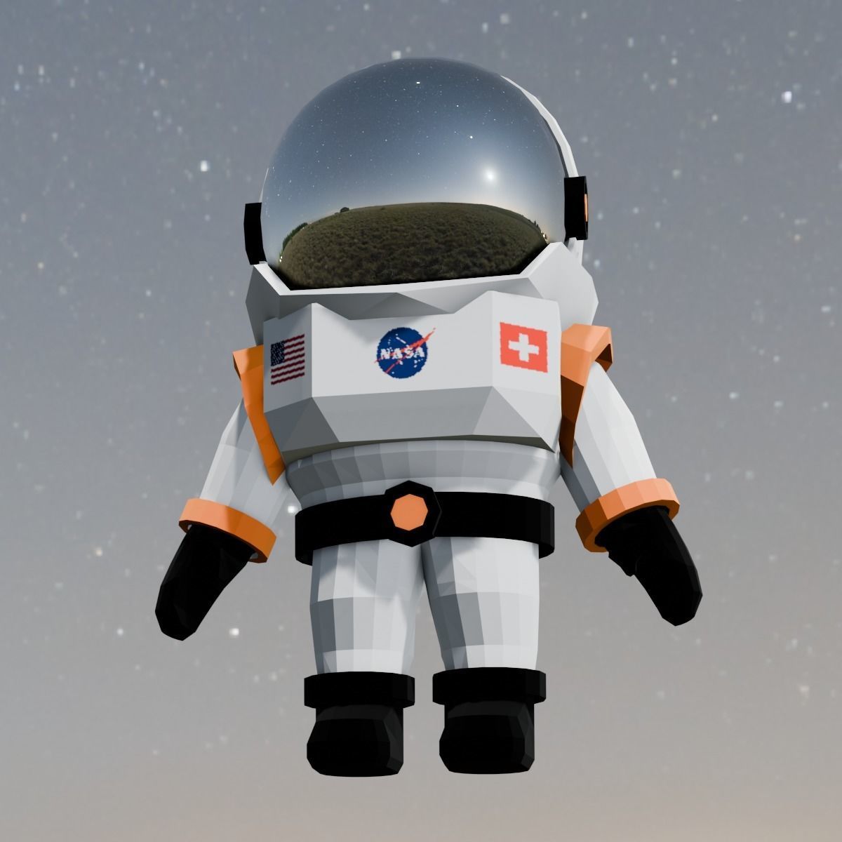  Astronaut Animated Rigged 3D model Low-poly 3D model_6