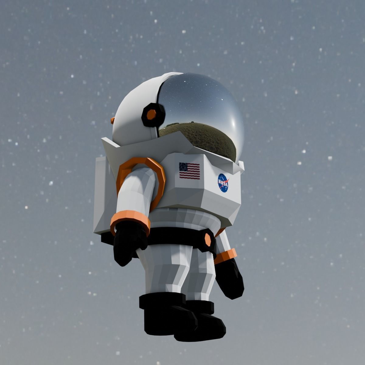  Astronaut Animated Rigged 3D model Low-poly 3D model_7