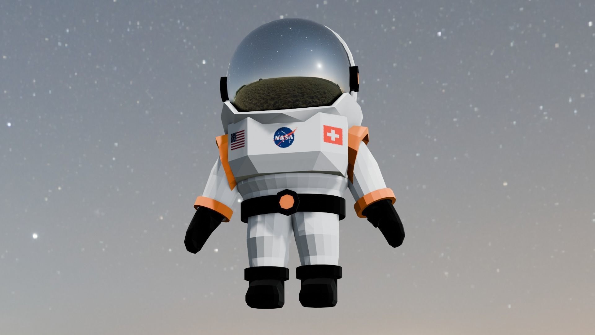  Astronaut Animated Rigged 3D model Low-poly 3D model_5