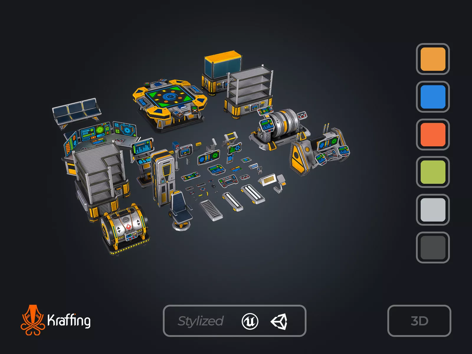 SCI-FI Modular Pack V1 Futuristic Low-poly 3D model