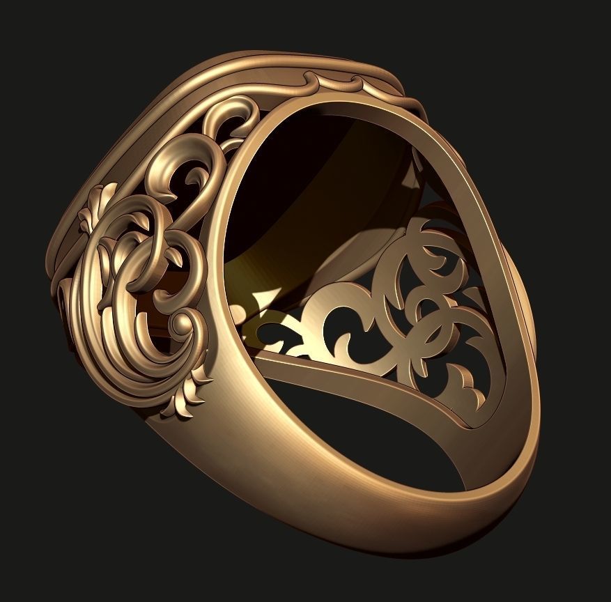 A MAN S RING WITH AN ORNAMENT 3 Printable Model 3D print model_9