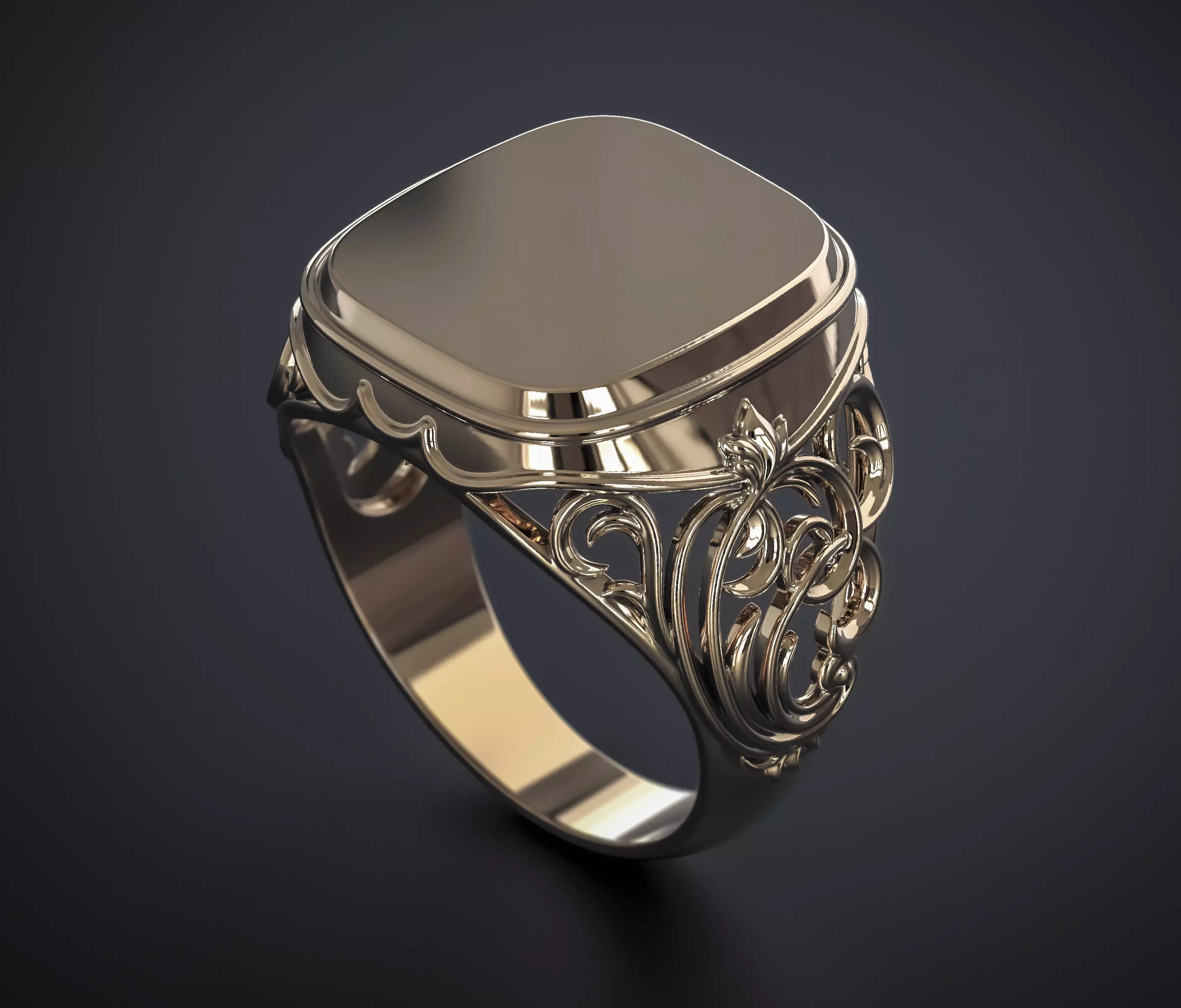 A MAN S RING WITH AN ORNAMENT 3 Printable Model 3D print model_0
