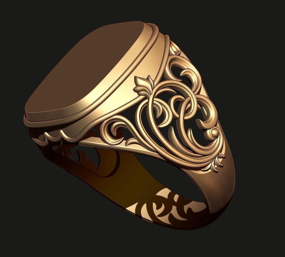A MAN S RING WITH AN ORNAMENT 3 Printable Model 3D print model_10