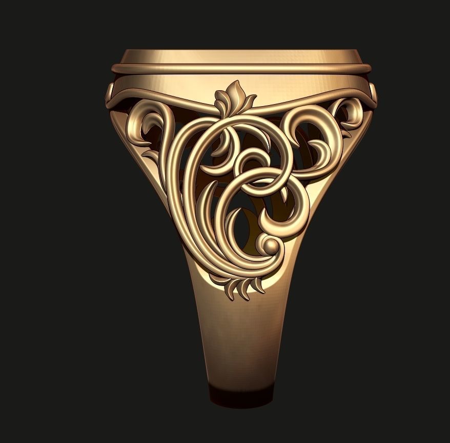 A MAN S RING WITH AN ORNAMENT 3 Printable Model 3D print model_6