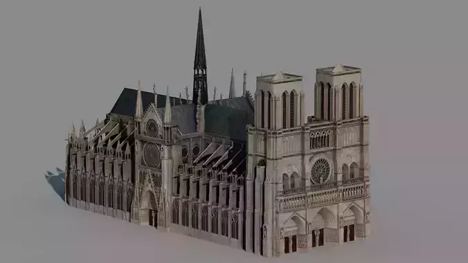 Notre-Dame de Paris Cathedral-UV-texture 3D model