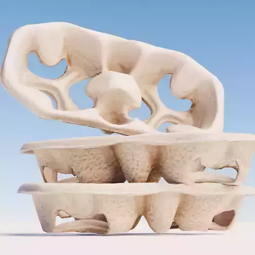 Paper Pulp Cup Carrier Low-poly 3D model