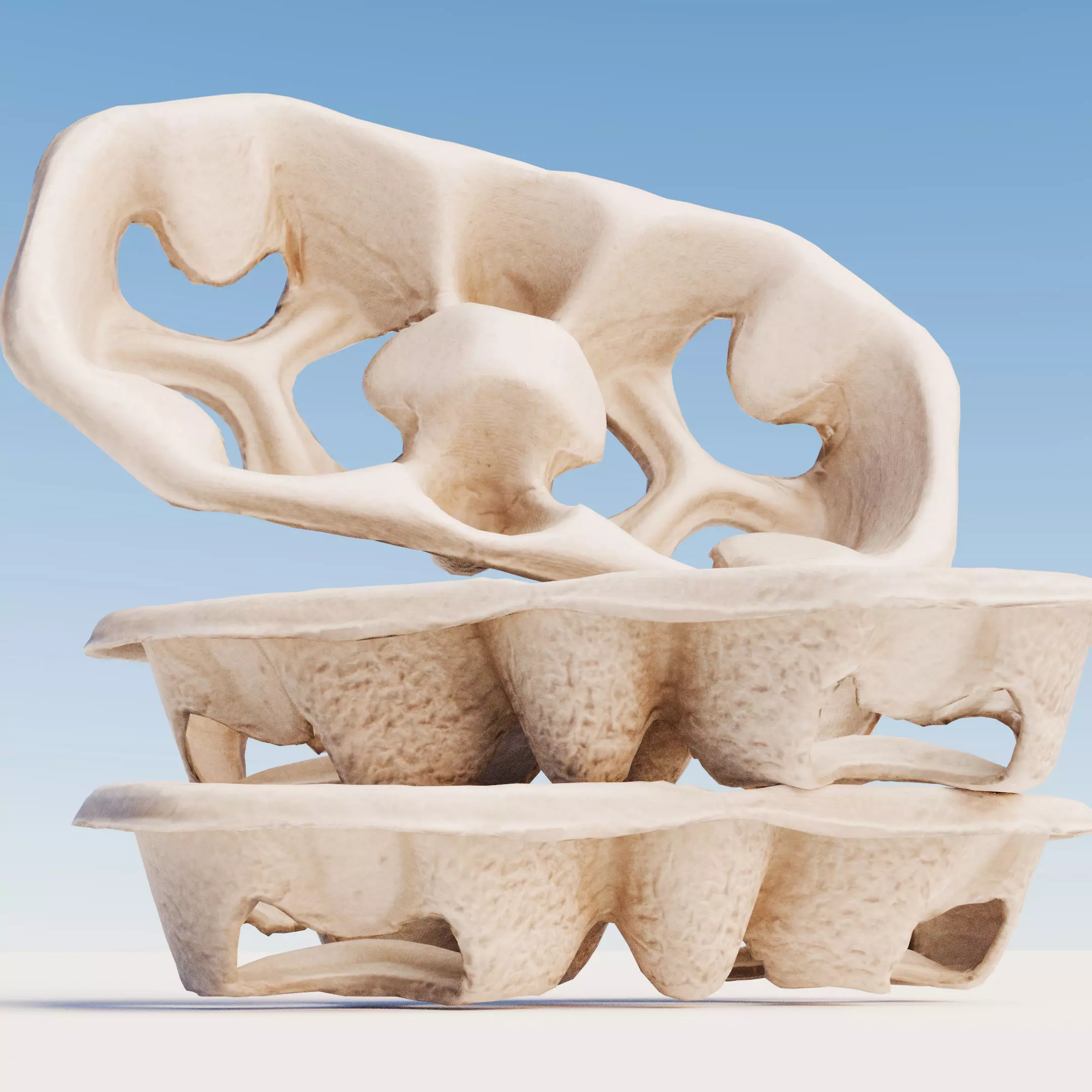 Paper Pulp Cup Carrier Low-poly 3D model_0