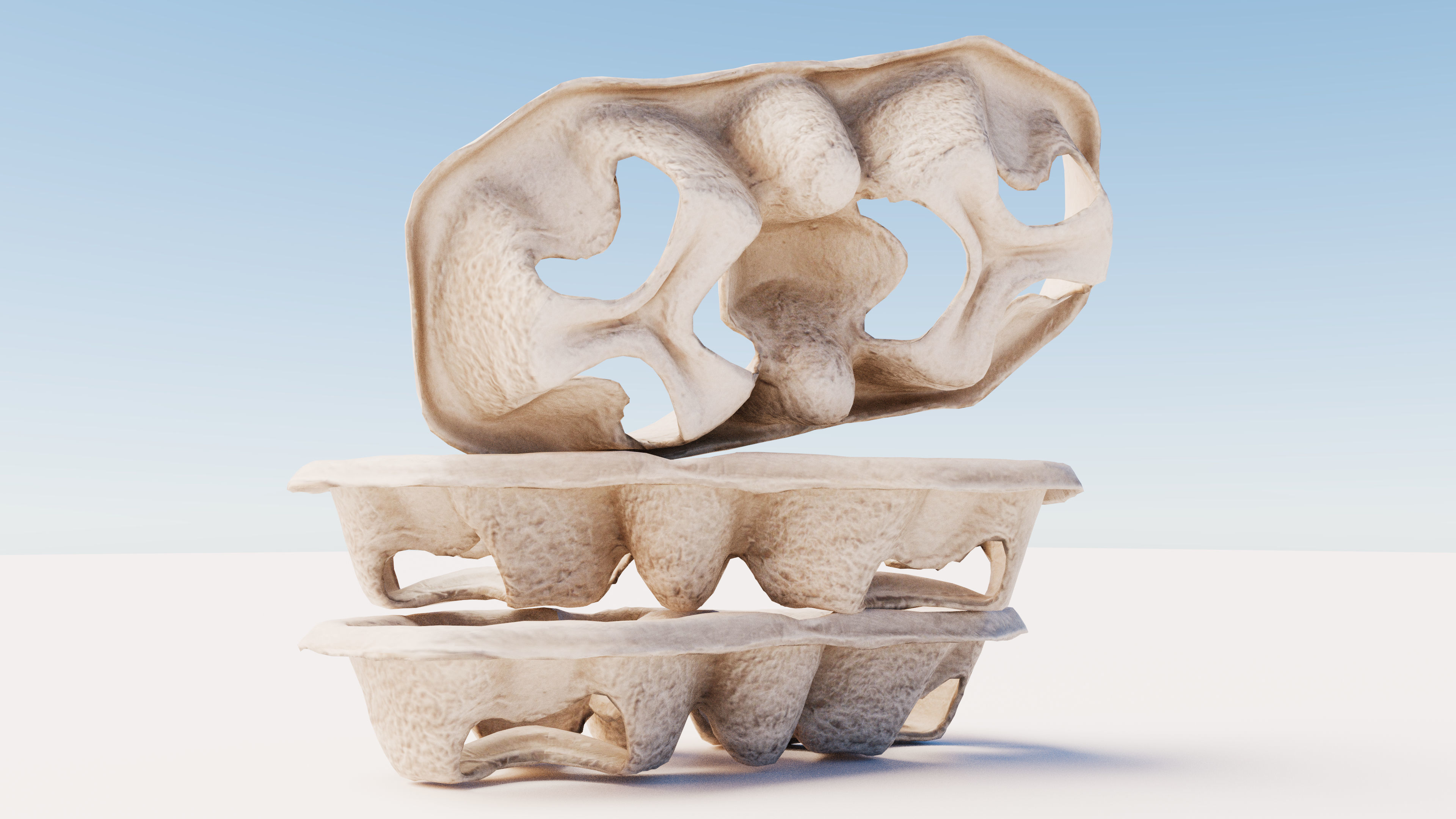 Paper Pulp Cup Carrier Low-poly 3D model_14