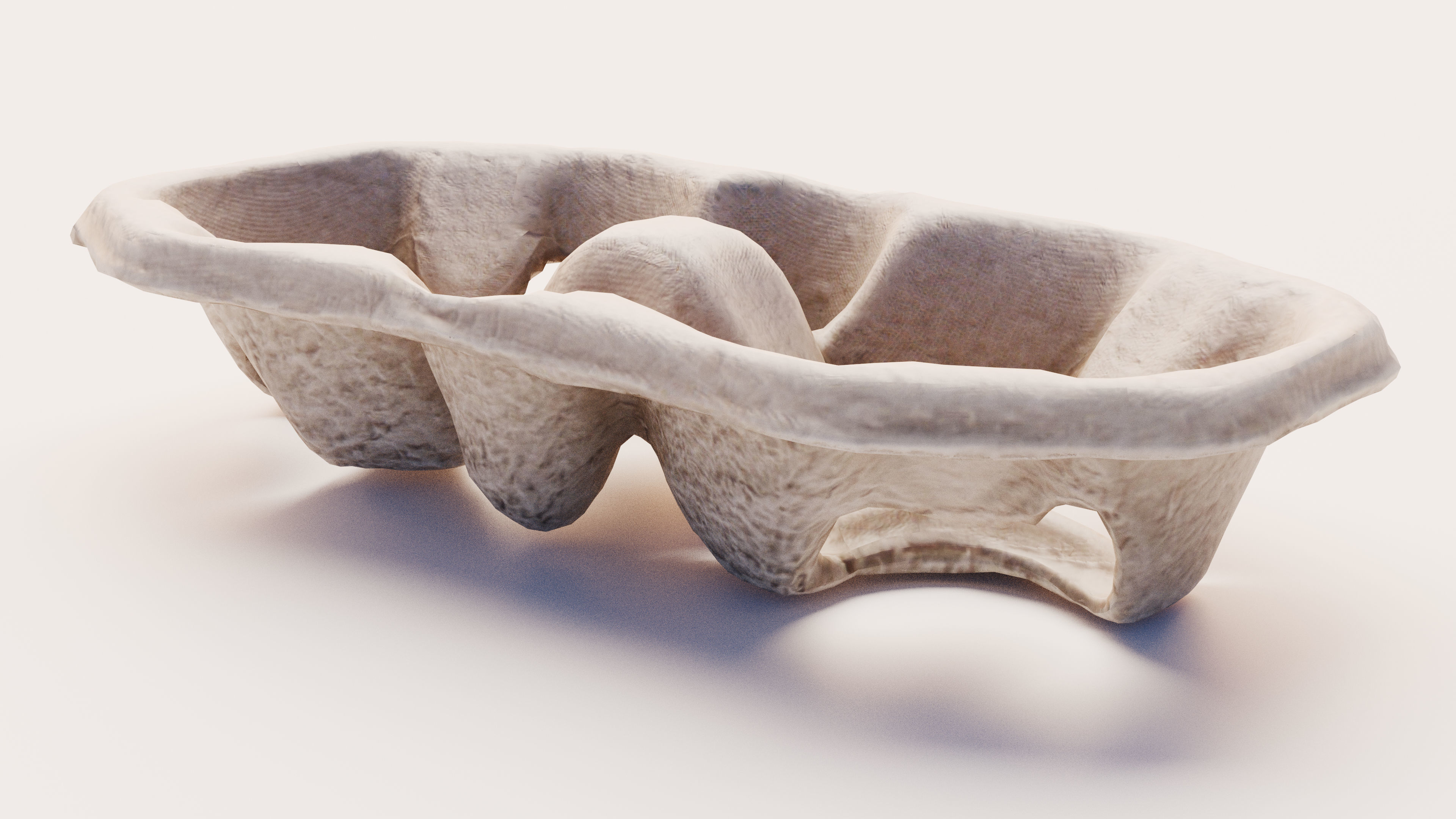 Paper Pulp Cup Carrier Low-poly 3D model_4