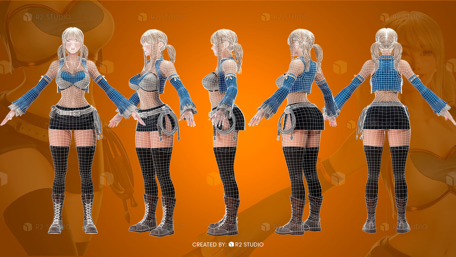 Lucy Heartfilia - FairyTale - Blender 3D Low-poly 3D model_9