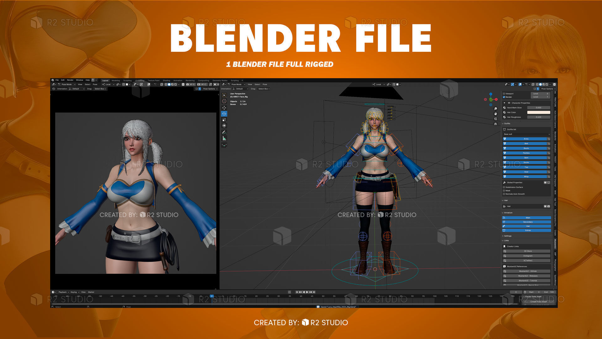 Lucy Heartfilia - FairyTale - Blender 3D Low-poly 3D model_10