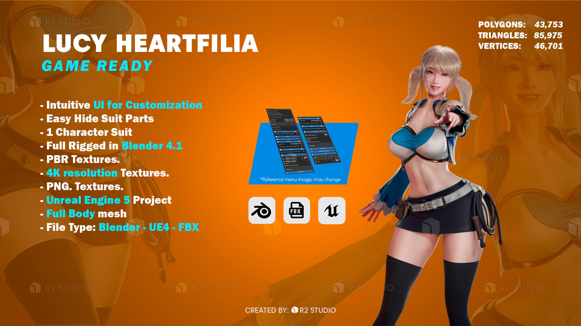 Lucy Heartfilia - FairyTale - Blender 3D Low-poly 3D model_2