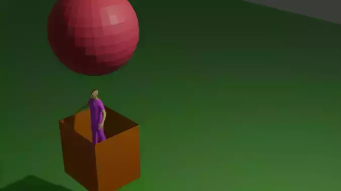 This is an animation of a man in an air balloon
