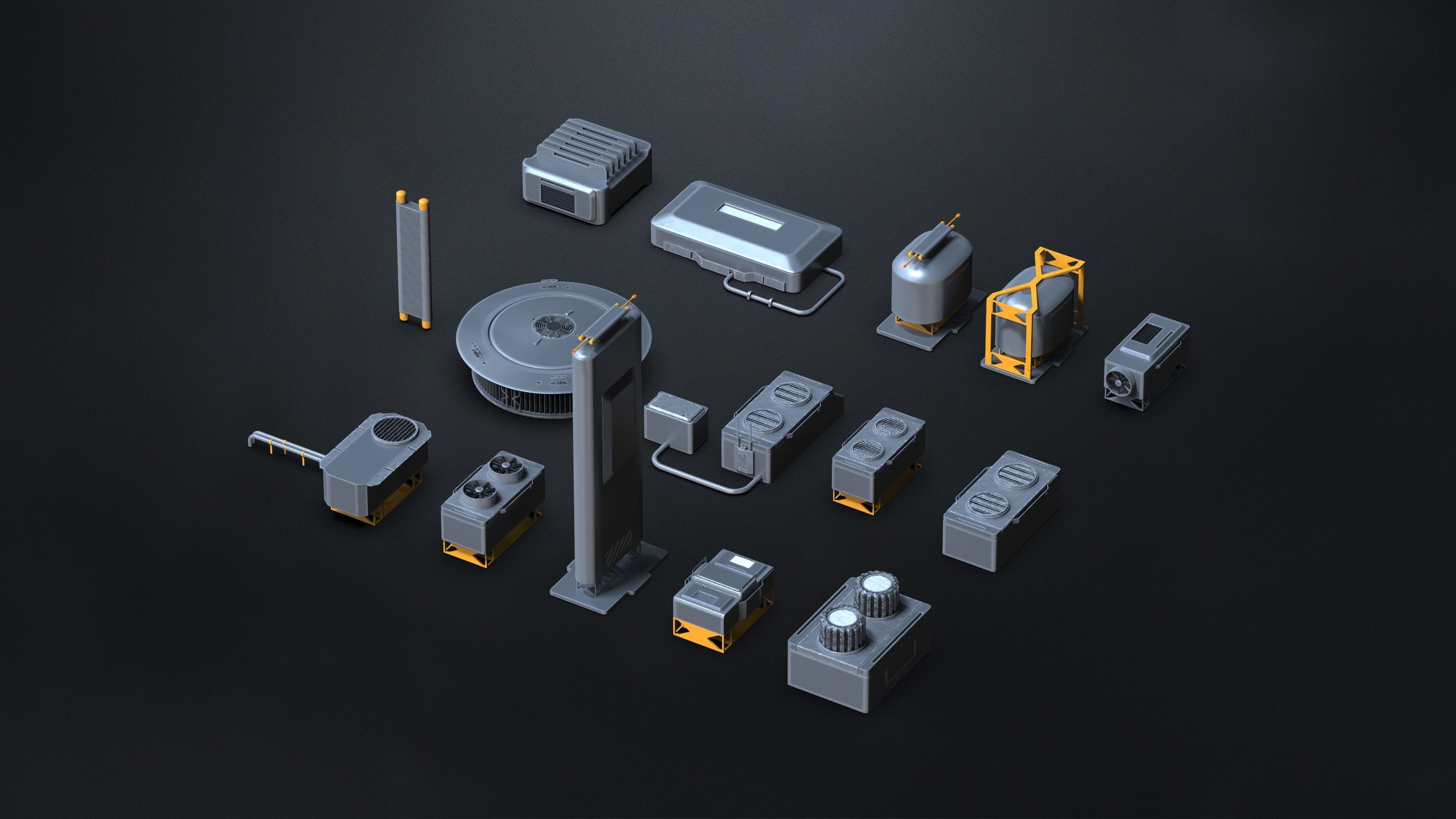 15 Hard Surface SUBD Scifi Vents And Hvac 3D model_1