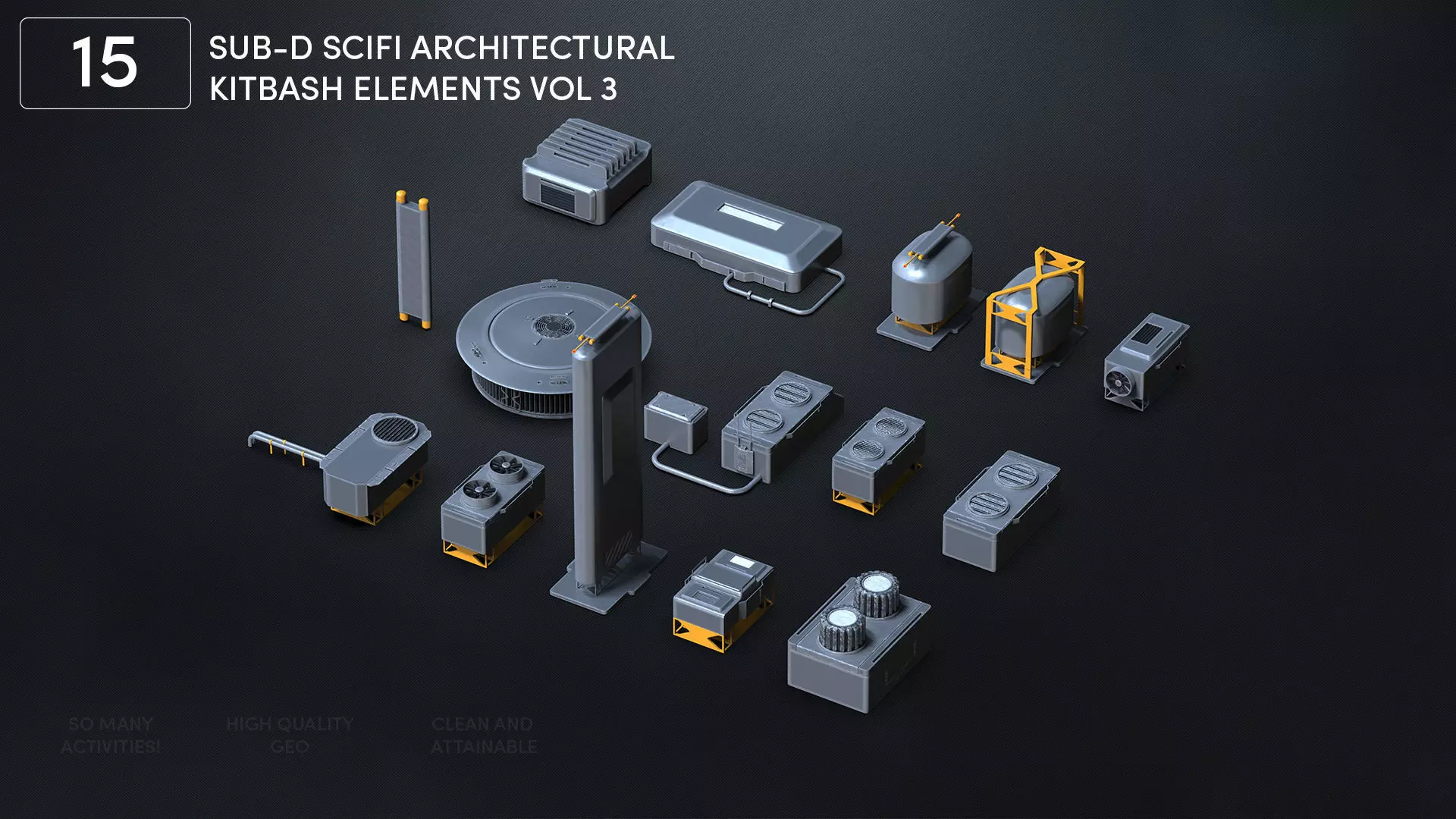 15 Hard Surface SUBD Scifi Vents And Hvac 3D model_0