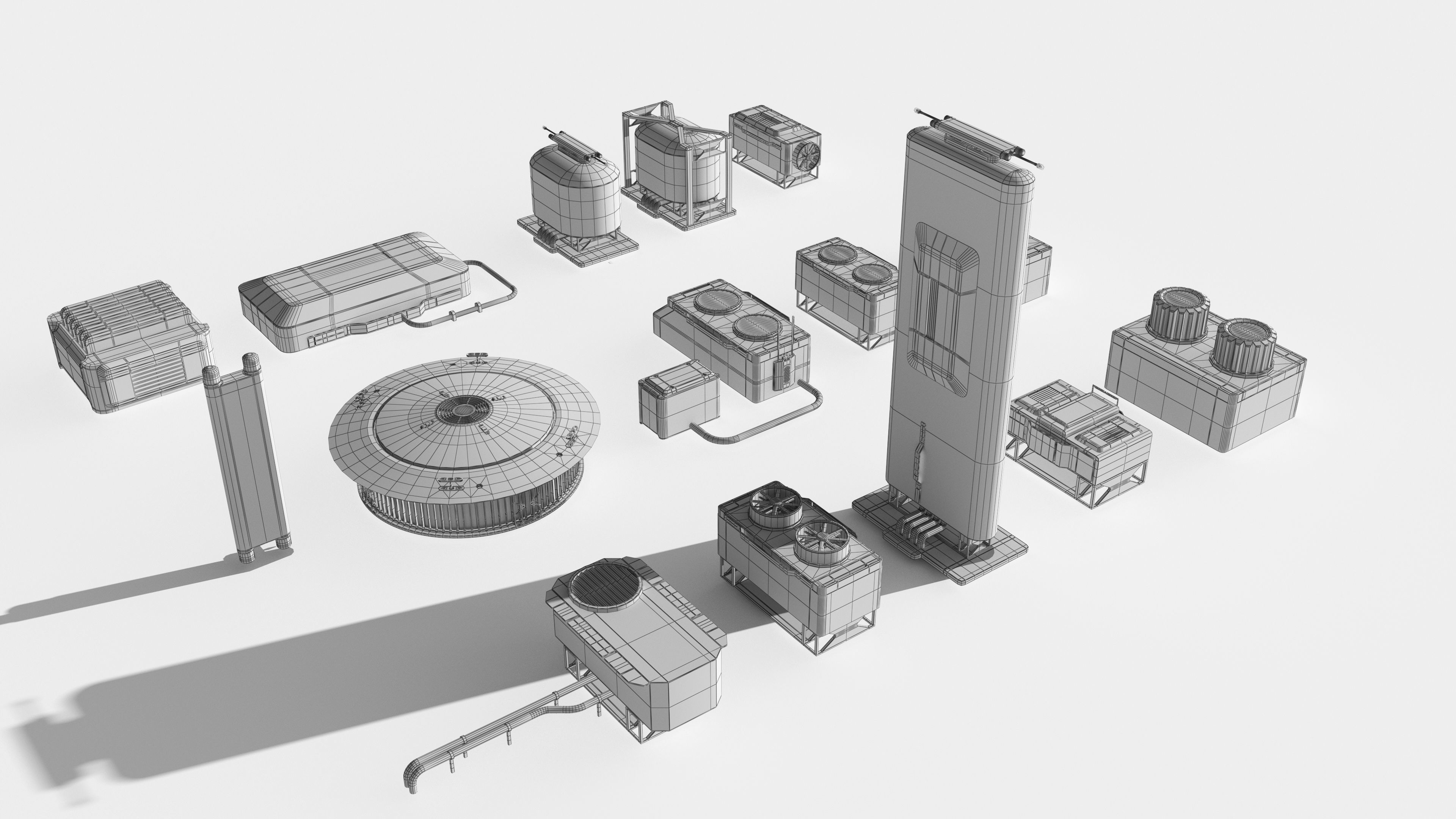 15 Hard Surface SUBD Scifi Vents And Hvac 3D model_2