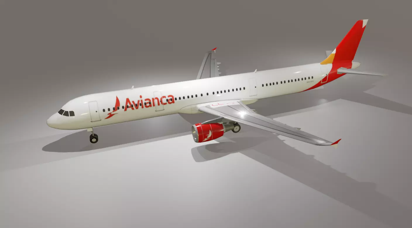 Avianca airbus a321-211 low poly Low-poly 3D model