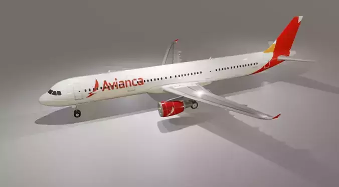 Avianca airbus a321-211 low poly 