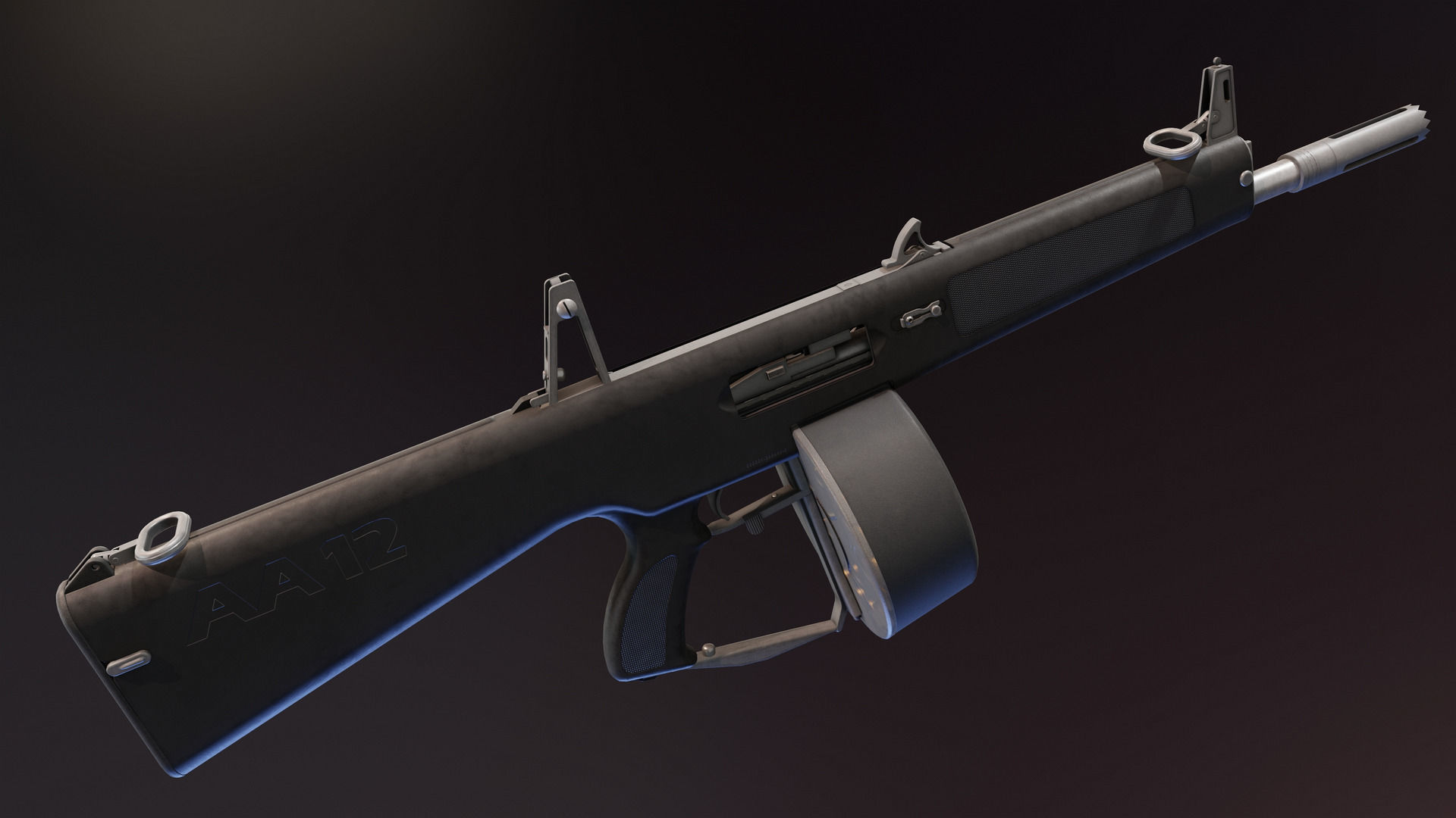 AA12 Shotgun Low-poly 3D model_3