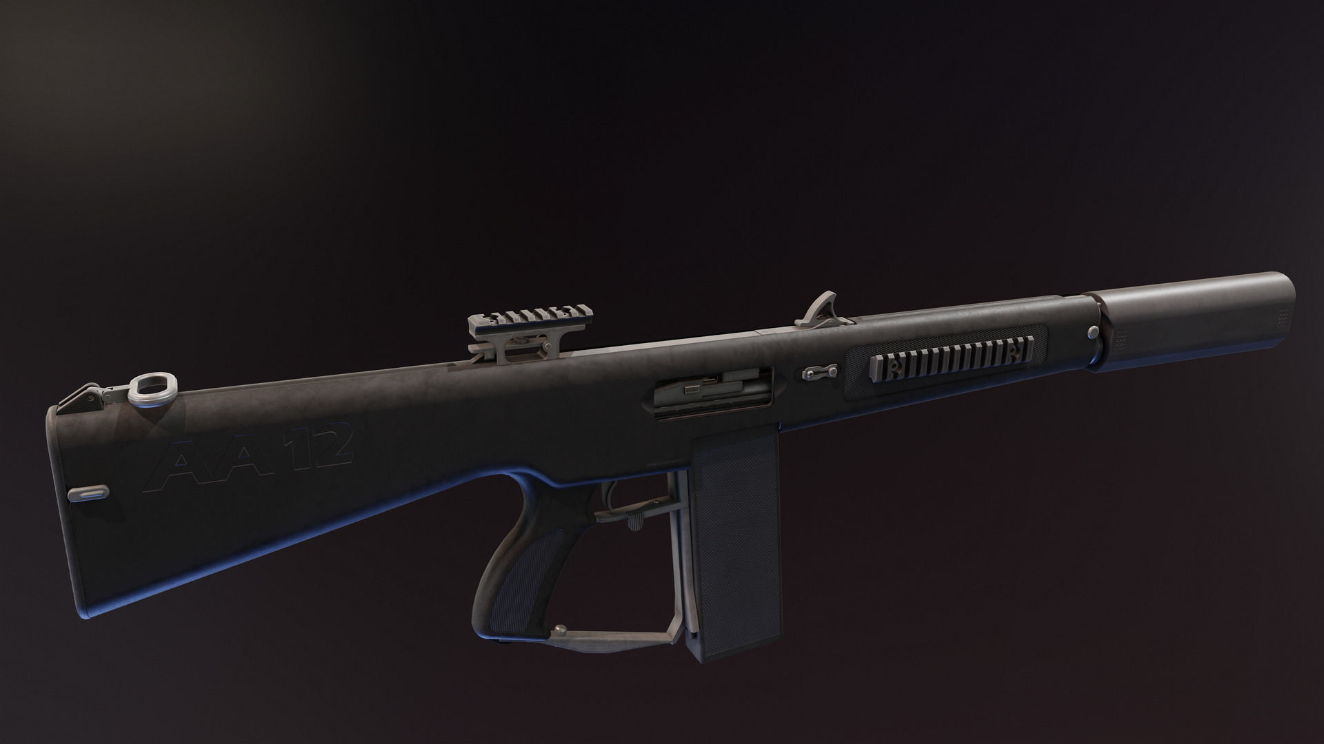 AA12 Shotgun Low-poly 3D model_7