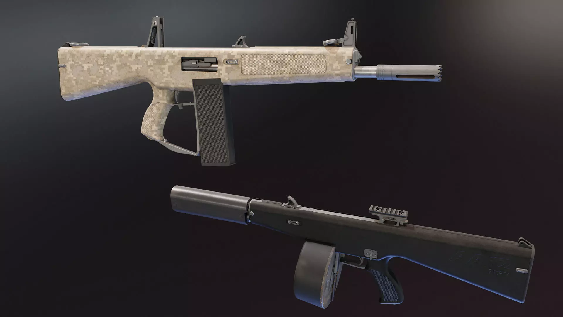 AA12 Shotgun Low-poly 3D model_0