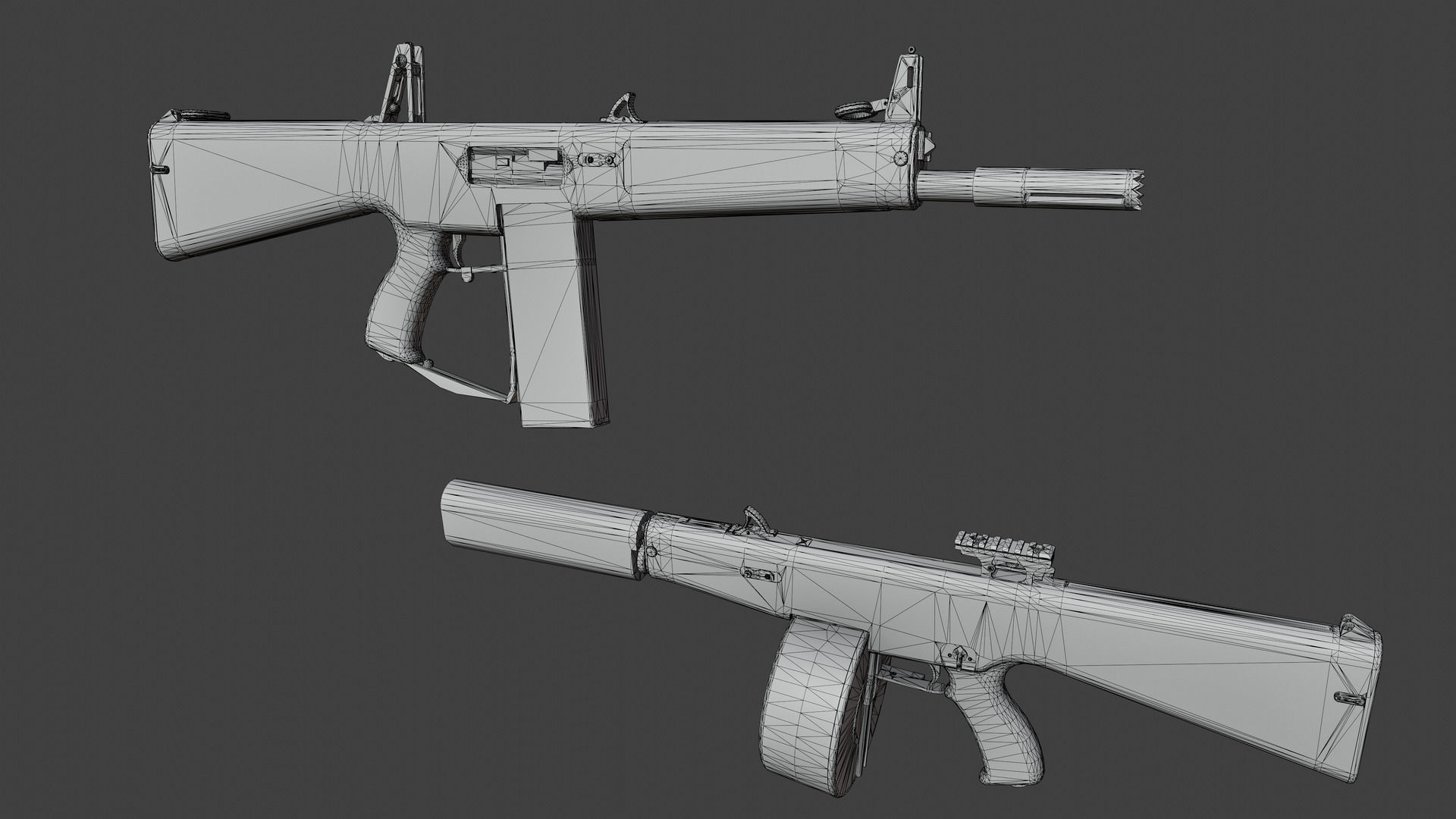 AA12 Shotgun Low-poly 3D model_13