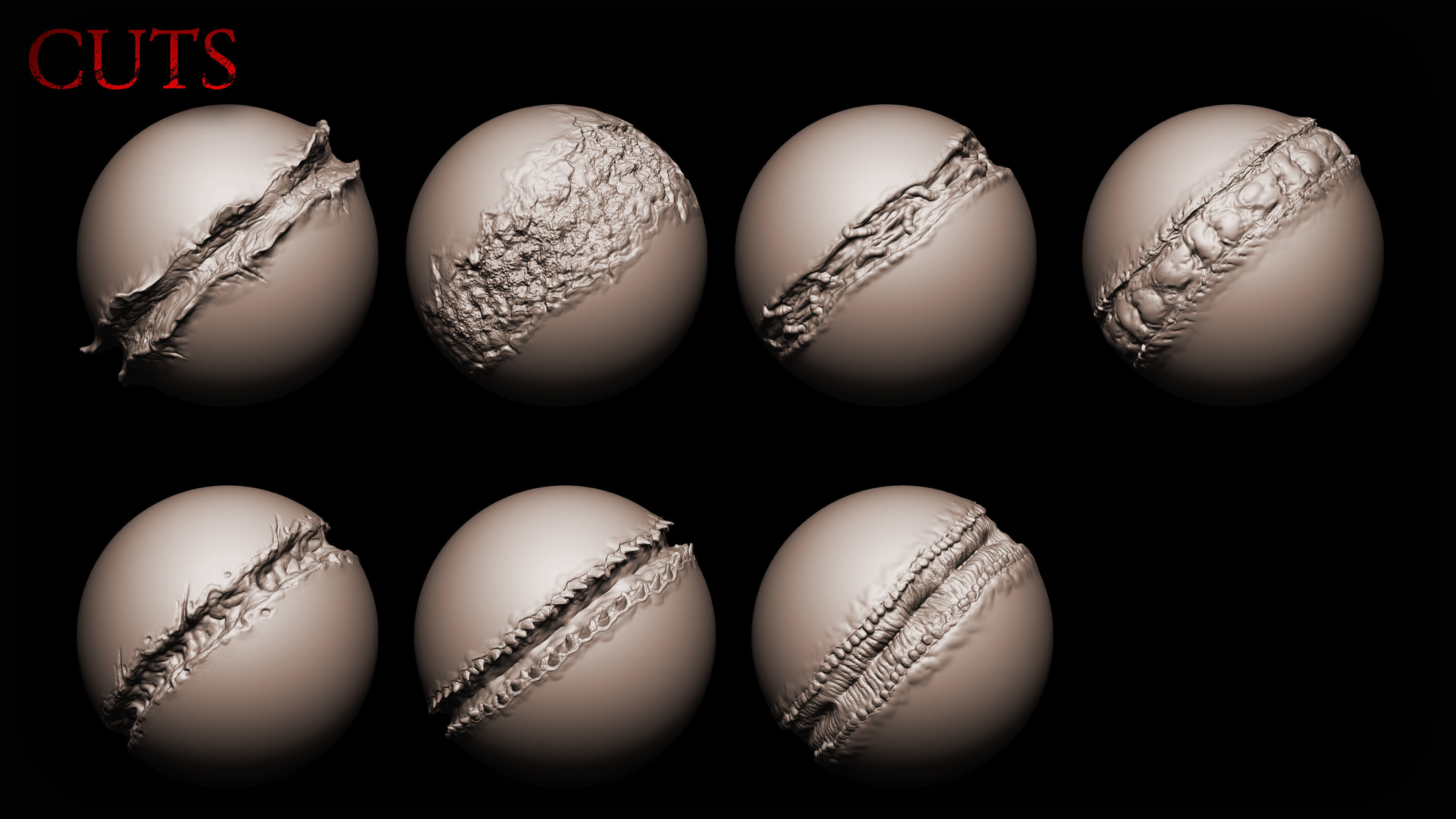 Zbrush Blender 30 Skin Damages Brushes Horror Edition Texture_1