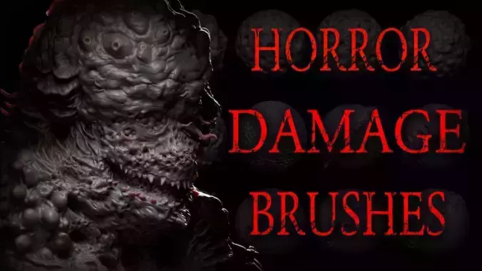 Zbrush  Blender  30 Skin Damages Brushes Horror Edition Texture