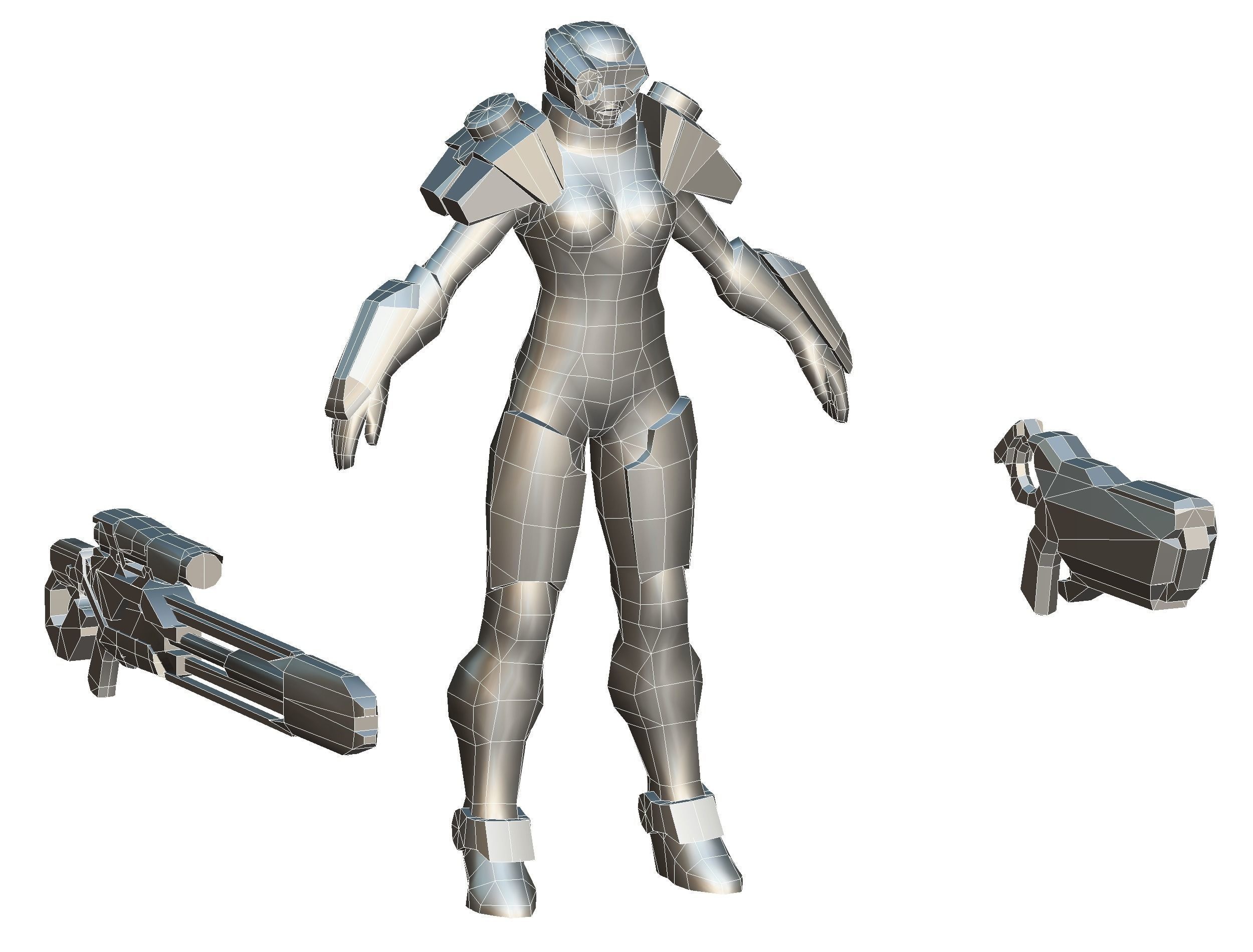 Sci-Fi Woman Cyborg Drone Sniper Female Soldier Low-poly 3D model_68