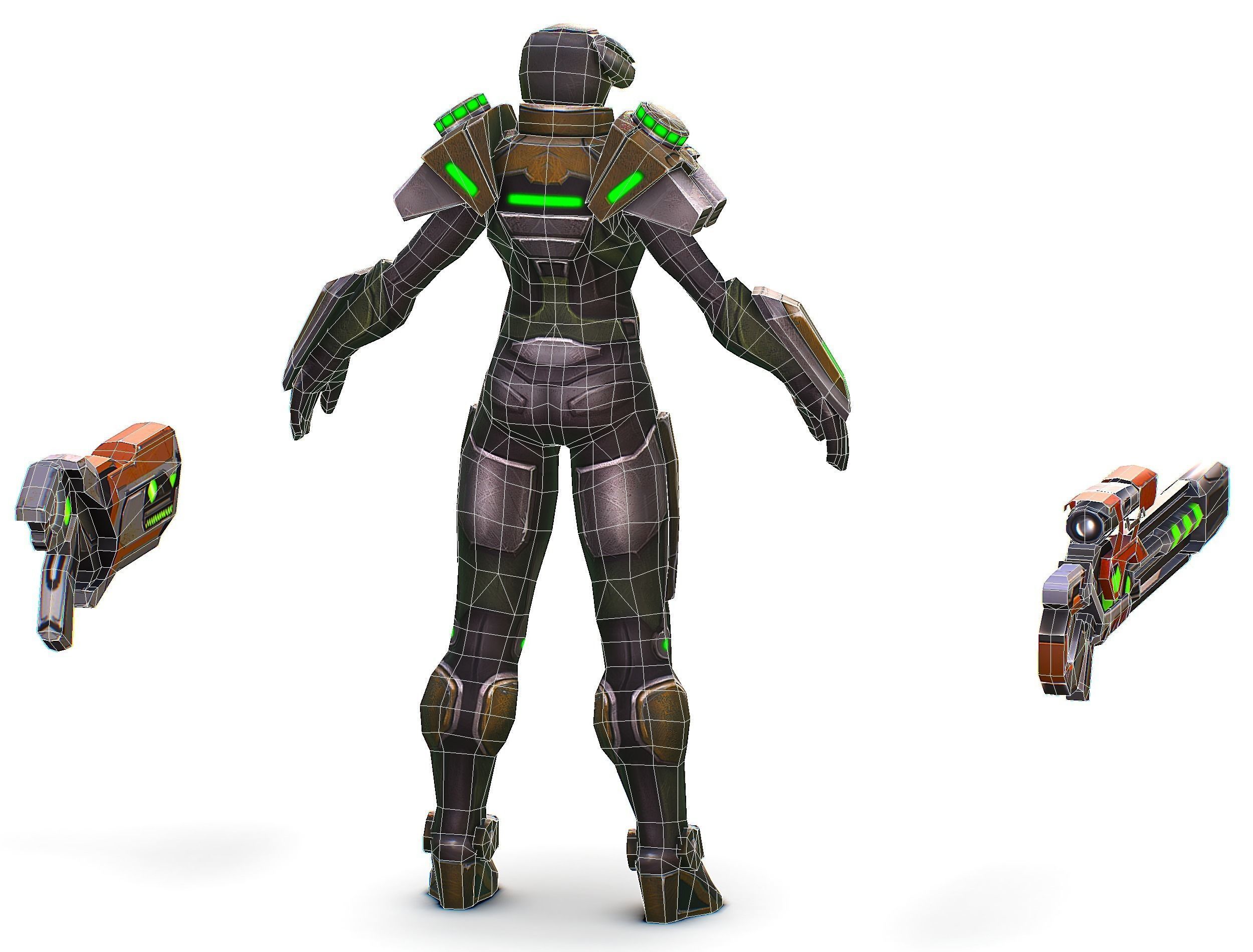 Sci-Fi Woman Cyborg Drone Sniper Female Soldier Low-poly 3D model_69