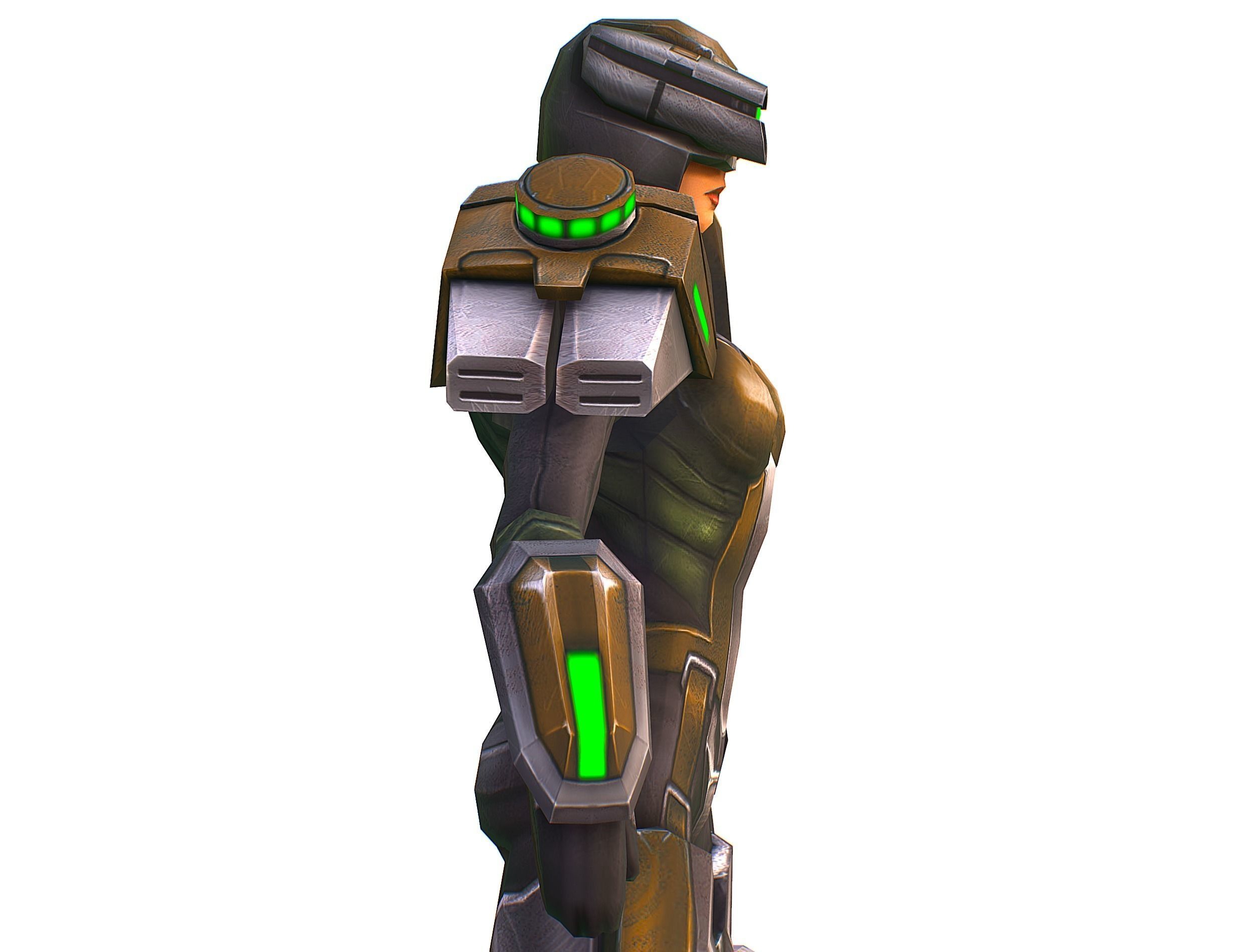 Sci-Fi Woman Cyborg Drone Sniper Female Soldier Low-poly 3D model_30