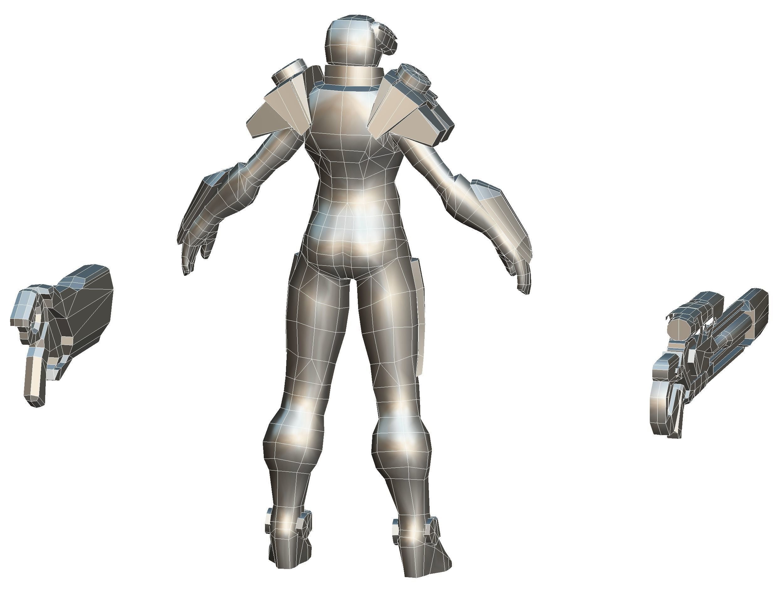 Sci-Fi Woman Cyborg Drone Sniper Female Soldier Low-poly 3D model_70