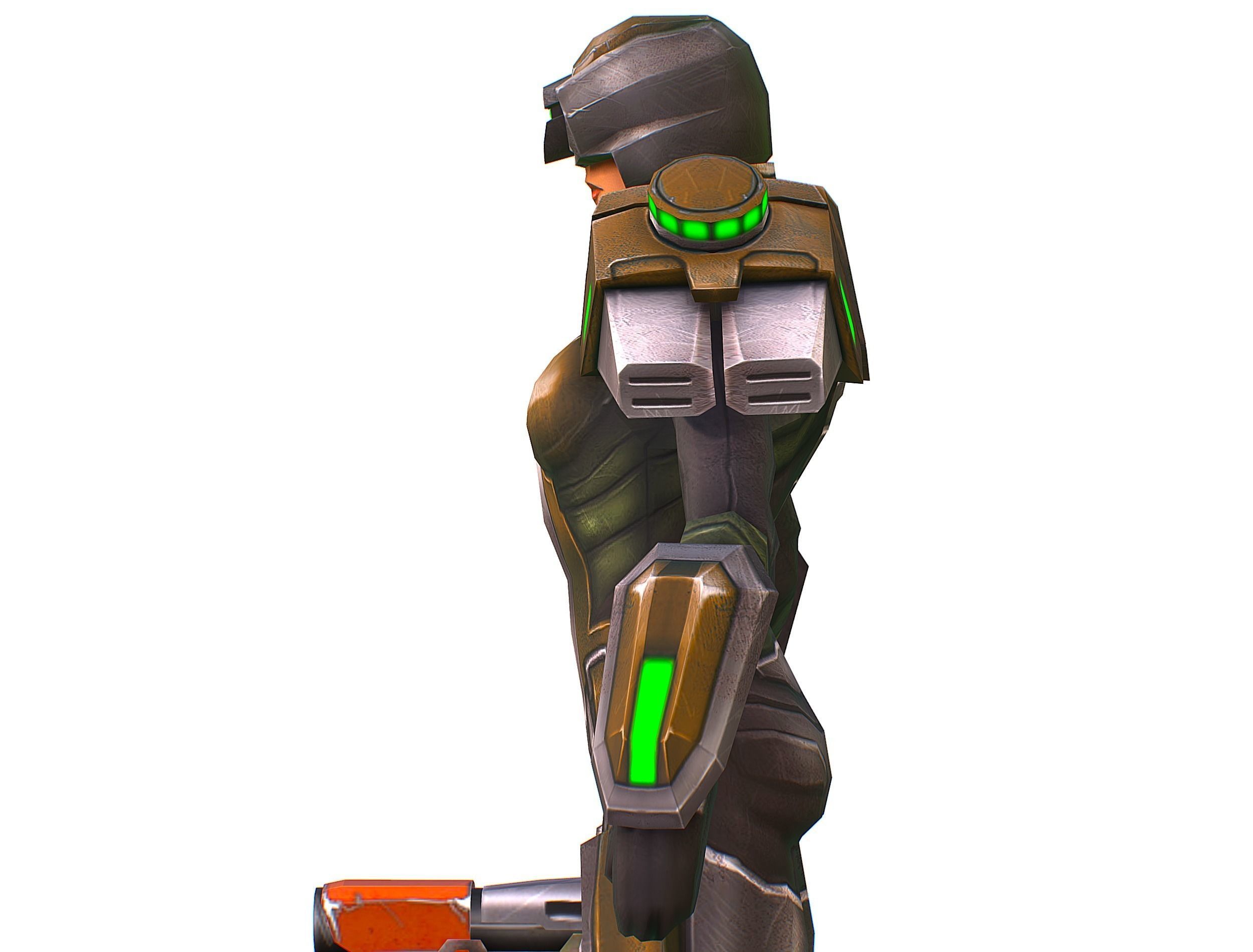 Sci-Fi Woman Cyborg Drone Sniper Female Soldier Low-poly 3D model_31