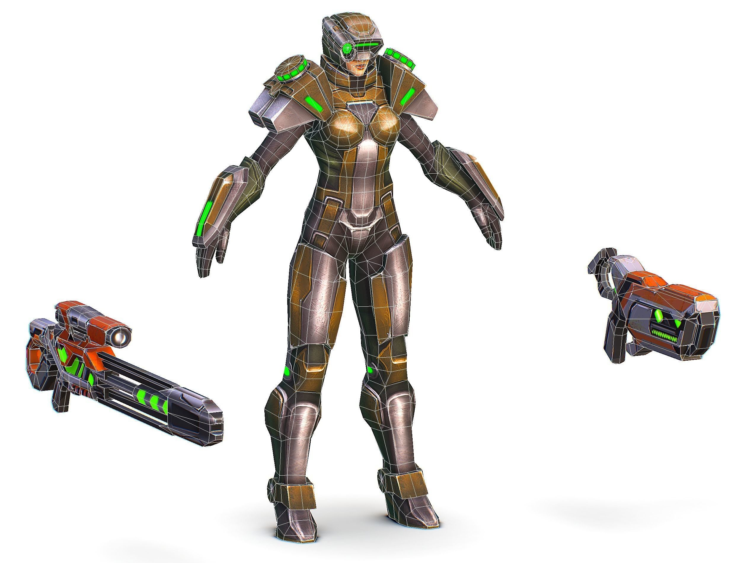 Sci-Fi Woman Cyborg Drone Sniper Female Soldier Low-poly 3D model_67