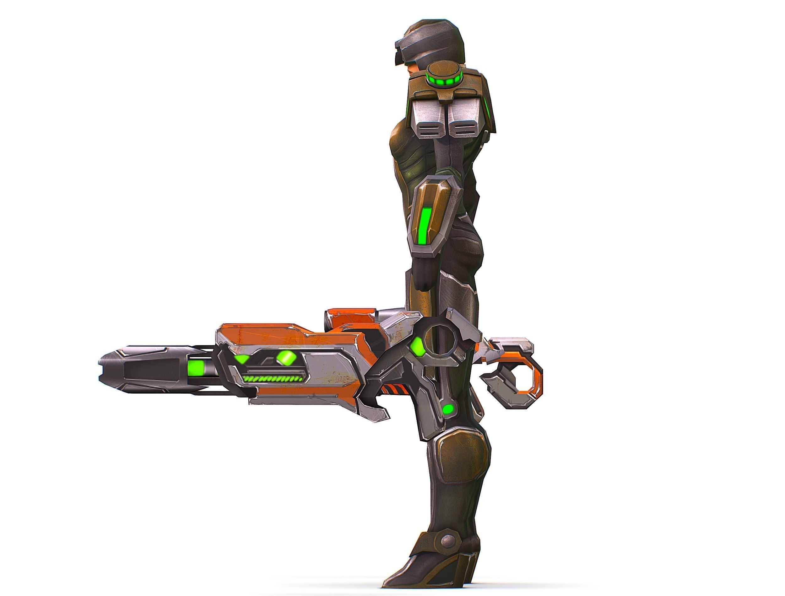 Sci-Fi Woman Cyborg Drone Sniper Female Soldier Low-poly 3D model_35