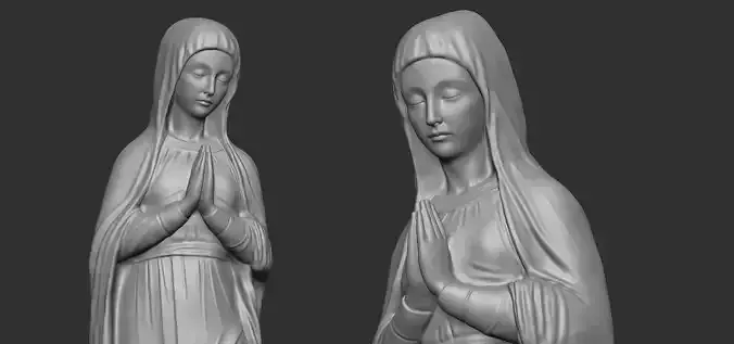 Virgin Mary Statue - High Poly Decimated