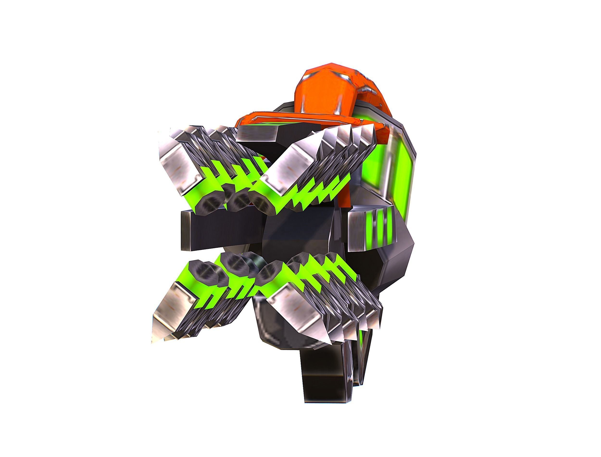 Woman Cyborg Machine Gun with Rifle and Pistol Low-poly 3D model_49