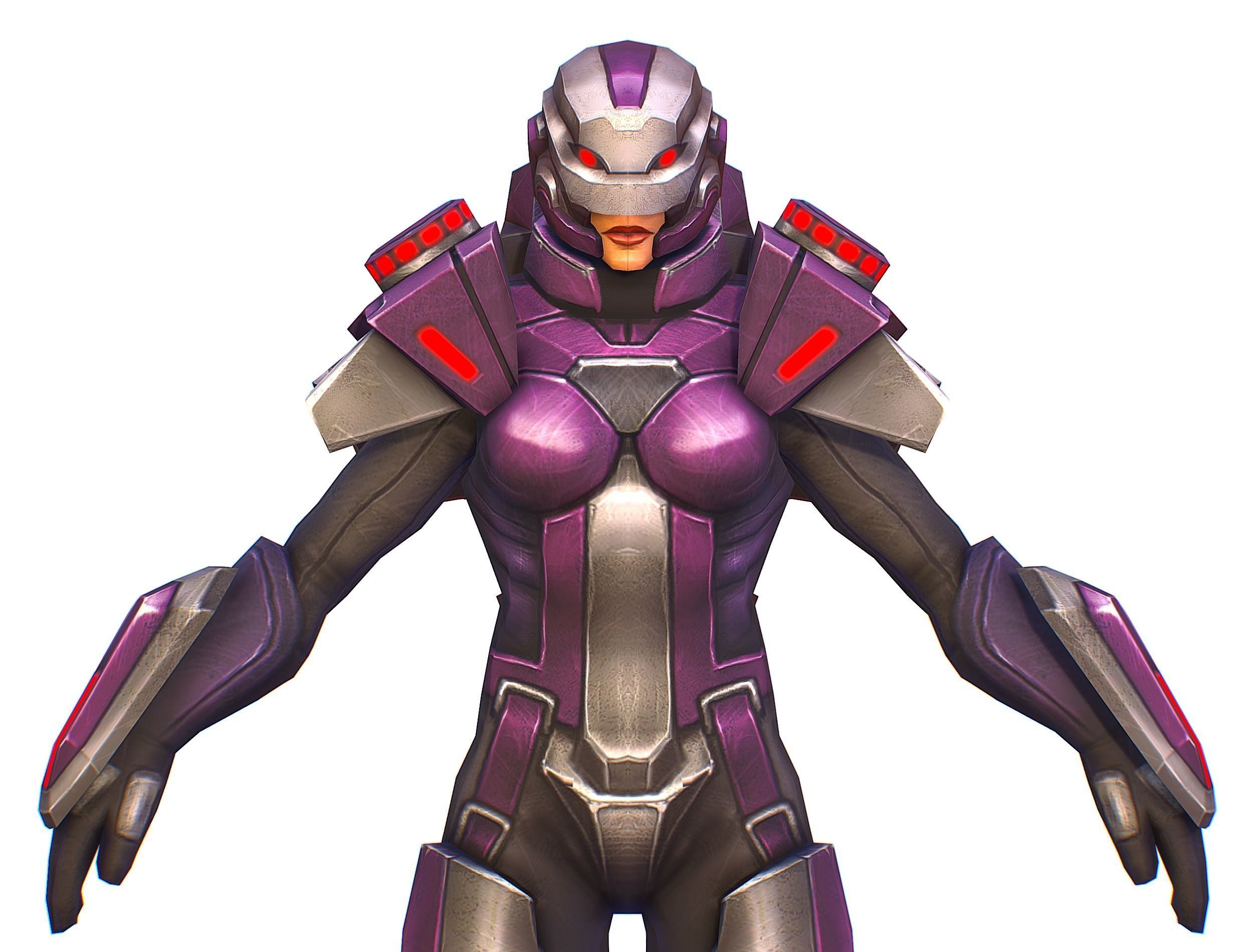 Woman Cyborg Machine Gun with Rifle and Pistol Low-poly 3D model_26