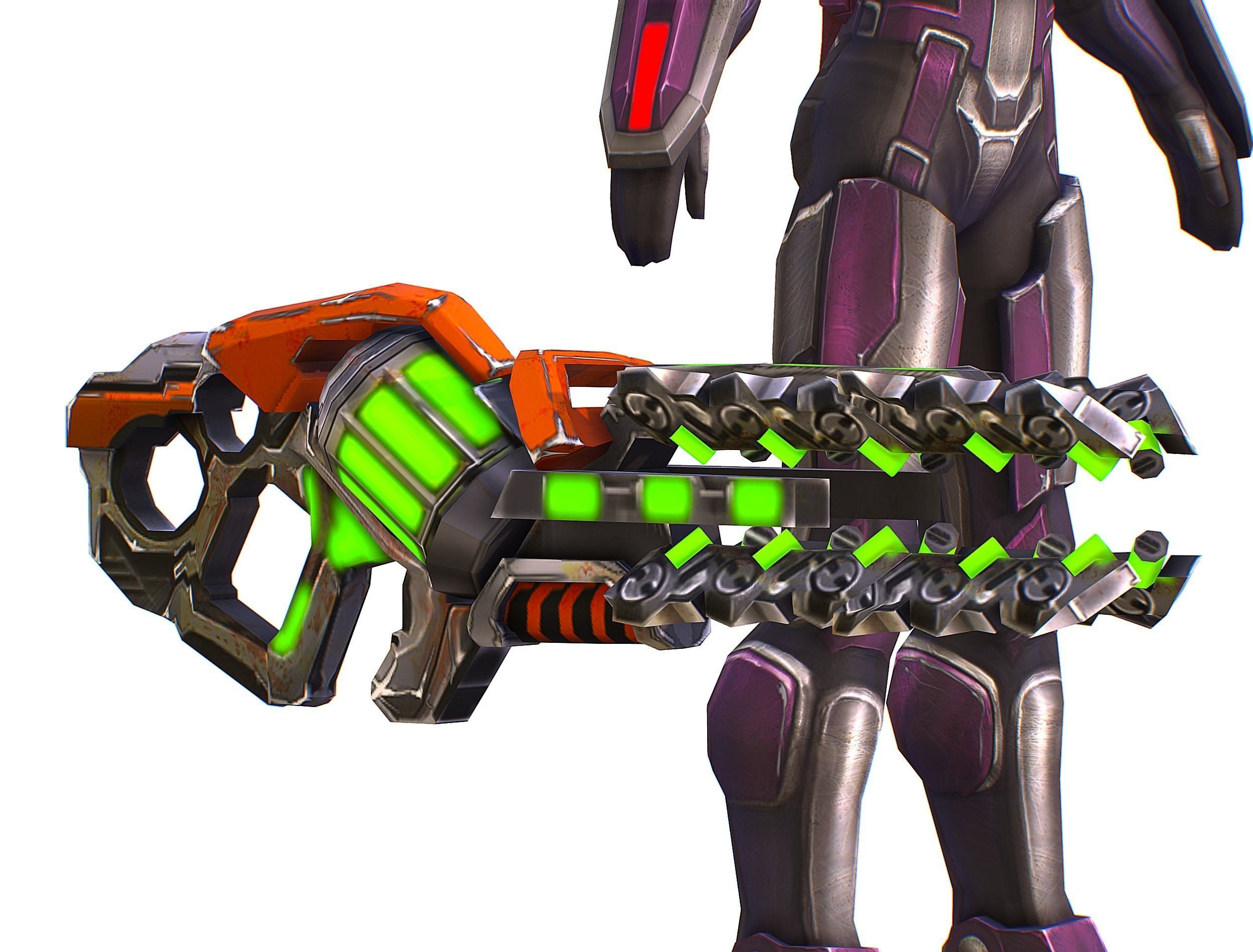 Woman Cyborg Machine Gun with Rifle and Pistol Low-poly 3D model_39